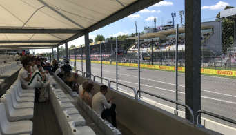 View of the circuit from the covered grandstand next to the Garden Lounge Hospitality area