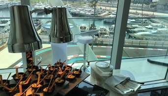 Food is served in the W Hotel Suite at the Abu Dhabi GP