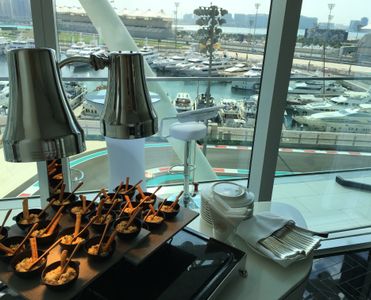 Food is served in the W Hotel Suite at the Abu Dhabi GP