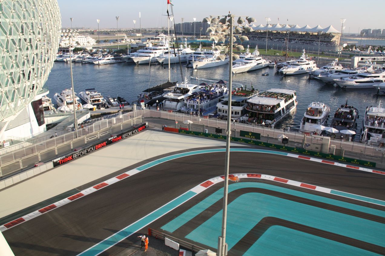 The view of the harbor of Yas Marina Circuit from the W Hotel Suite