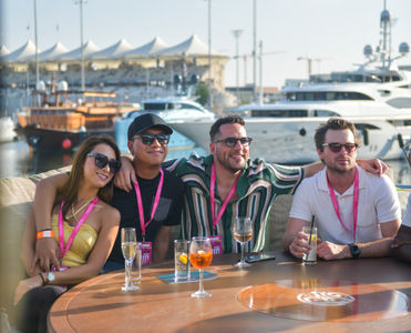 Guests of the Yacht VIP Hospitality enjoying a drink on the yacht
