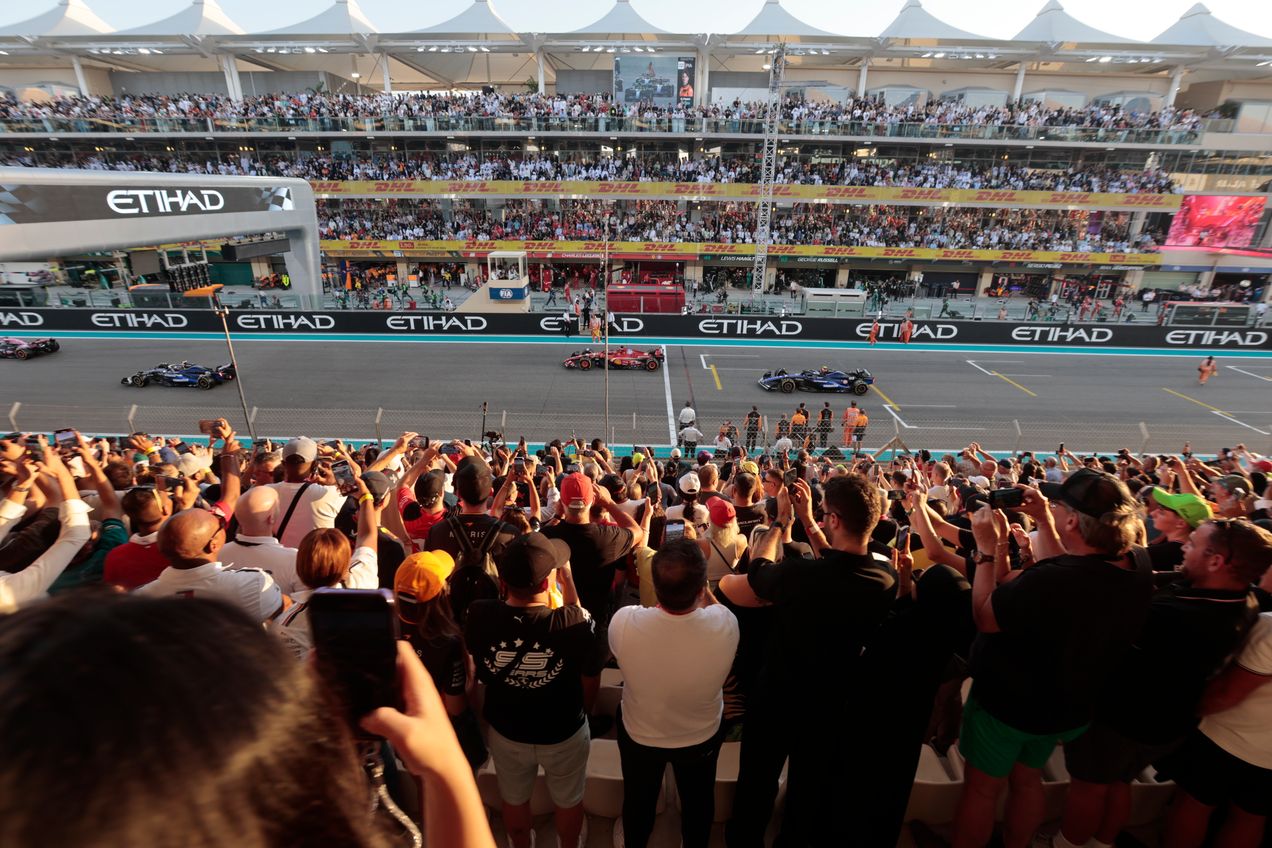 The start of the Abu Dhabi GP, watched from the Main Grandstand