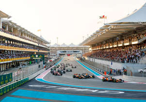 Fans watching from the grandstands as the F1 cars start the Abu Dhabi GP