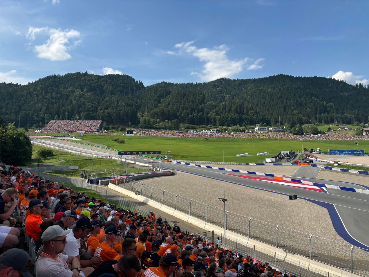 Fantastic view from grandstand Red Bull A/B with mountains in the background