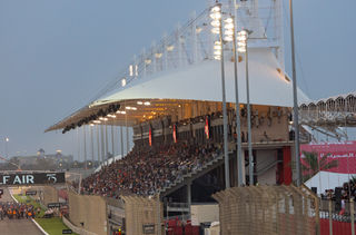 F1 fans on the one of the grandstands at the Bahrain GP