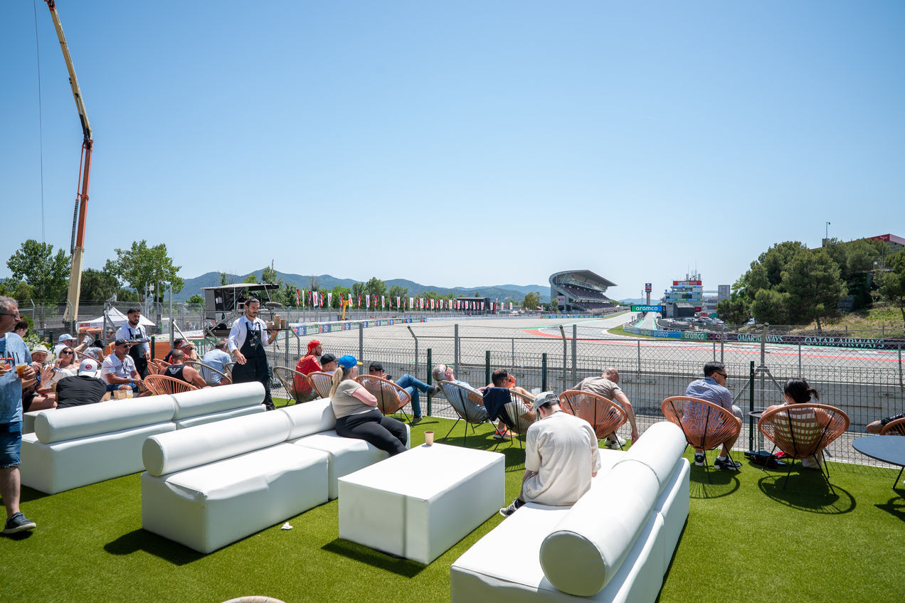 The outdoor terrace of the Garden Club at the Barcelona GP