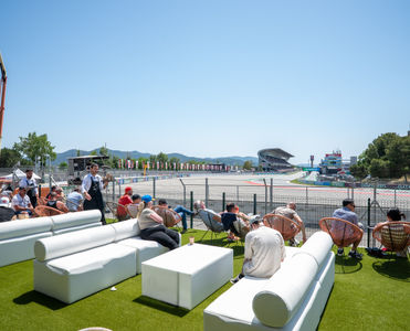 The outdoor terrace of the Garden Club at the Barcelona GP