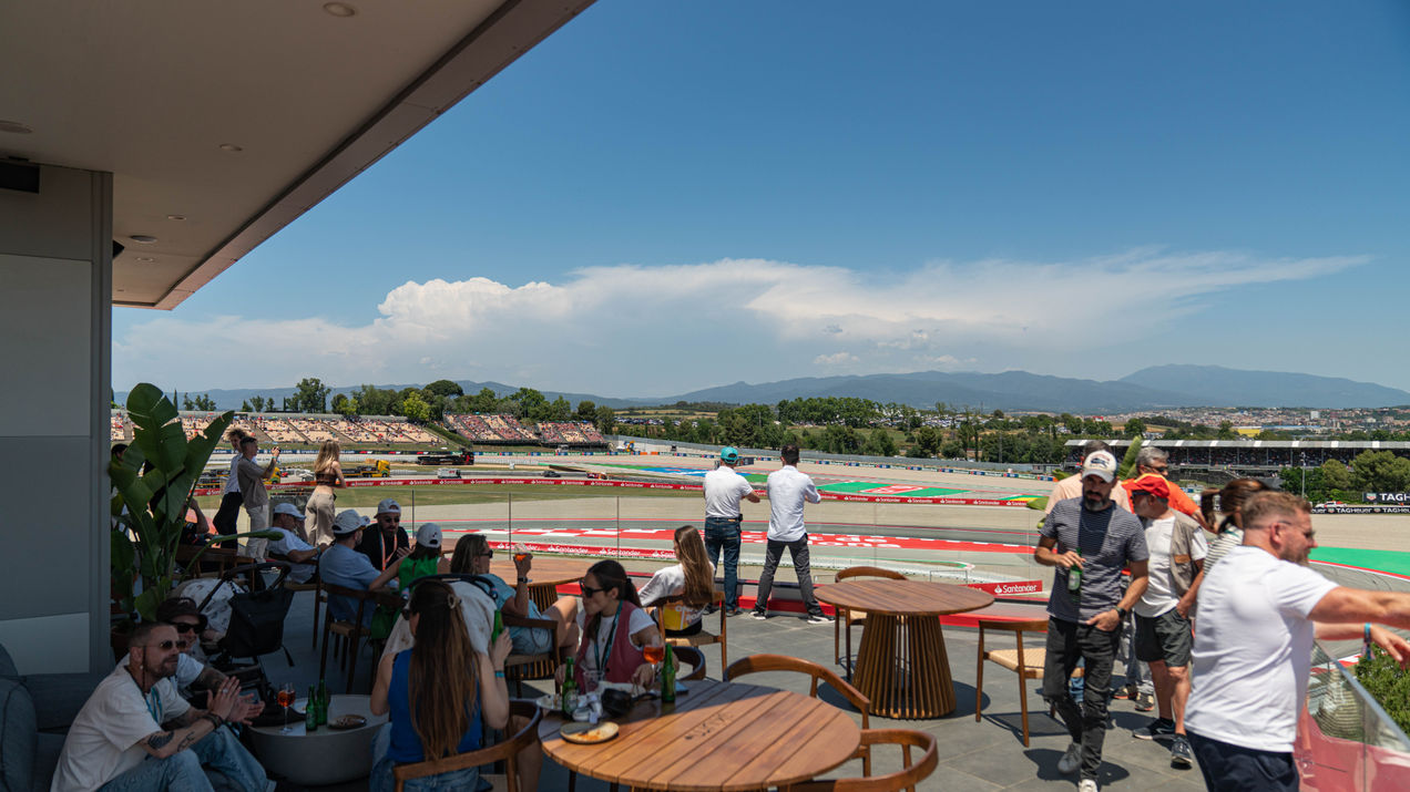 The views from the outdoor terrace of the Rooftop Lounge at the Barcelona GP