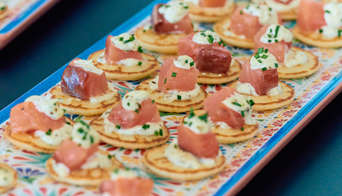 High class food served in the Sky View Racing Lounge at the Barcelona GP