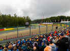 The famous Combes corner of Spa-Francorchamps with fans on the grandstand