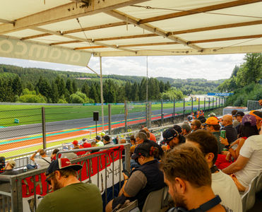 Fans on Grandstand Gold 6 during the Belgian GP on Spa-Francorchamps