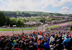 The view on the famous Eau Rouge section from the grandstand at the Belgian GP