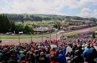 The view on the famous Eau Rouge section from the grandstand at the Belgian GP