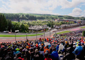 The view on the famous Eau Rouge section from the grandstand at the Belgian GP