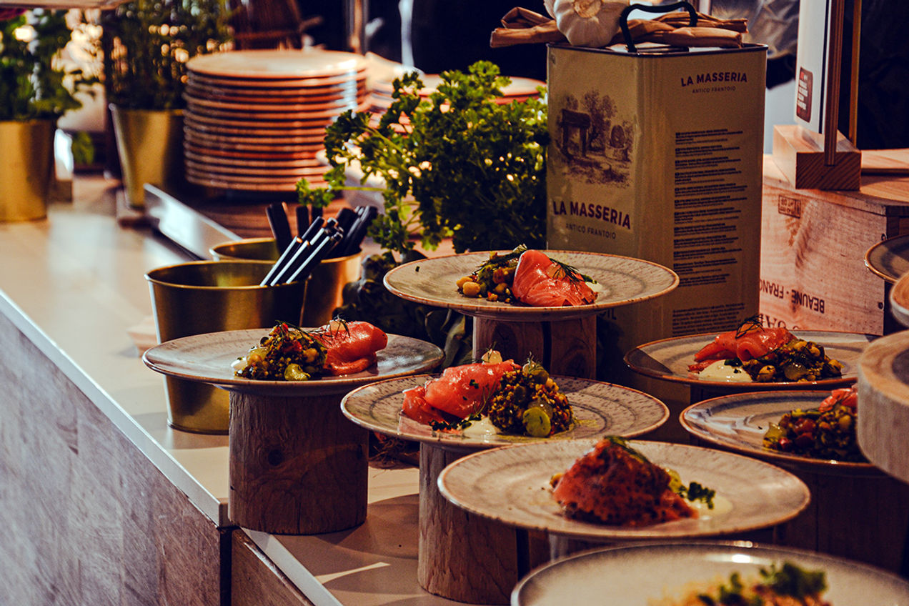 Nourriture dans le salon VIP de Gold 2 au GP de Belgique