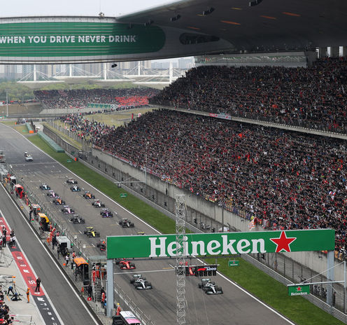 Overzicht vanuit de lucht - Zicht op het rechte stuk van het Shanghai International Circuit - GP China