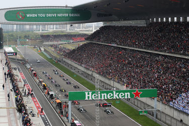 Vue aérienne de la piste - Vue de la ligne droite principale du circuit international de Shanghai - GP Chine