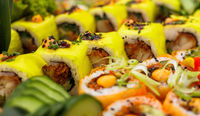 Sushi served at Bernies Beachclub after the Dutch GP 2025