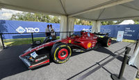 A Ferrari F1 car on display on the circuit of Monza