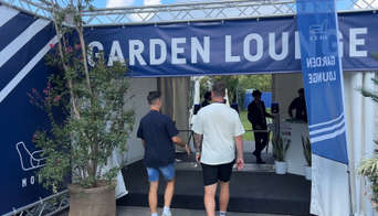 The entrance of the Garden Lounge hospitality area on the Monza circuit
