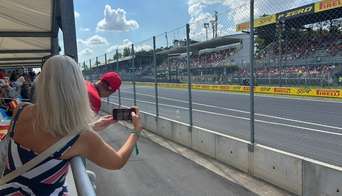 The incredible view on the main straight from the Garden Lounge grandstand