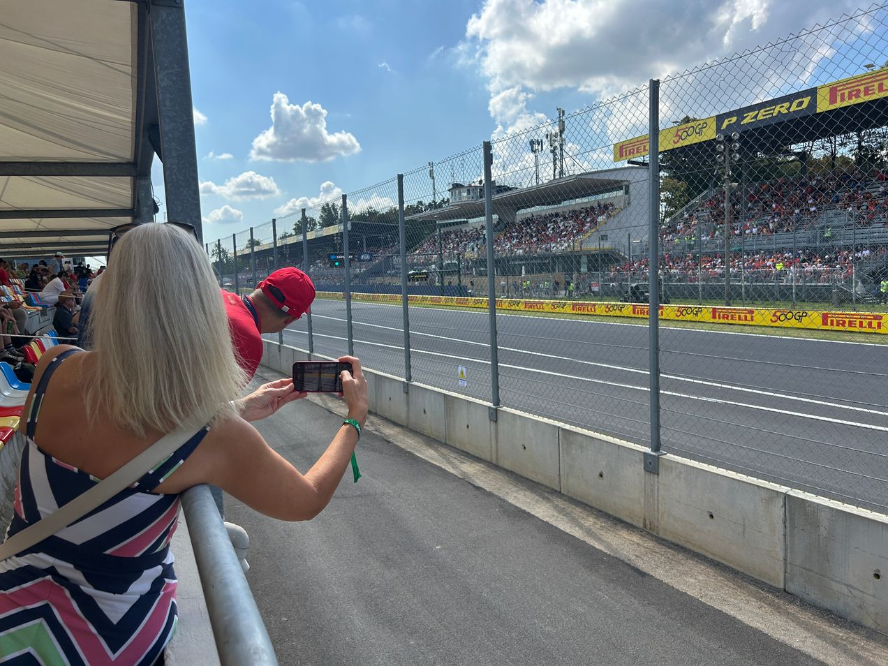 The incredible view on the main straight from the Garden Lounge grandstand