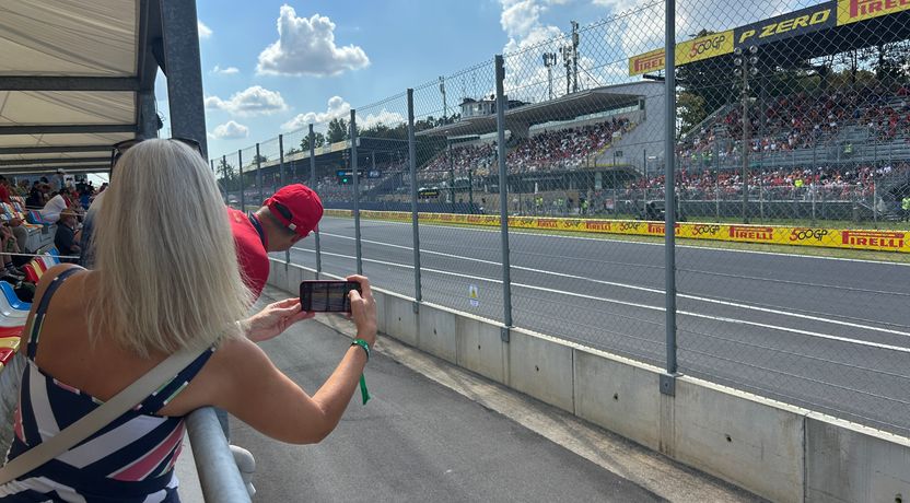 The incredible view on the main straight from the Garden Lounge grandstand