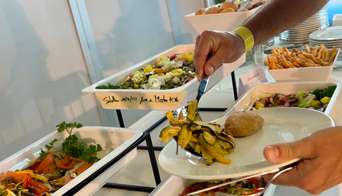 Food that is served in the Race Club hospitality lounge