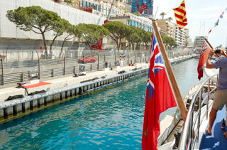 The view on the track from one of the yachts at the Circuit de Monaco