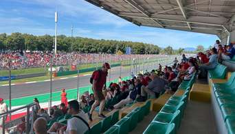 Overview of Grandstand 22 and the view of the track during the Italian GP