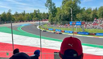 The view on the track from Grandstand 22 at the Monza Circuit