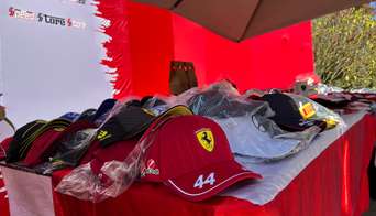 Formula 1 caps and other merchandise available for purchase outside the SGP Club