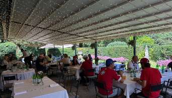 Guests enjoying the food and drinks in the SGP Club hospitality area