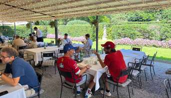 The outdoor terrace of the SGP Club at the Italian GP