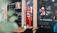 Michael Schumacher memorabilia being displayed in the Schumacher Lounge