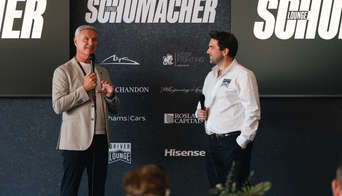 David Coulthard giving an interview in the Schumacher Lounge
