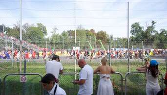Fans in the Schumacher Lounge looking out over the circuit after the Italian Grand Prix