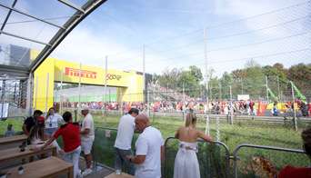 The viewing area of the Schumacher Lounge on the main straight of Monza Circuit
