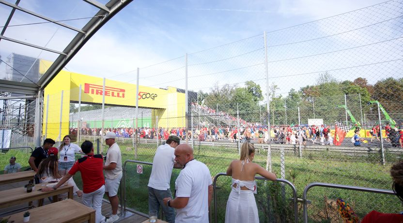 The viewing area of the Schumacher Lounge on the main straight of Monza Circuit