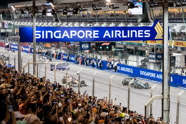 La formación de salida del GP de Singapur desde la tribuna de boxes