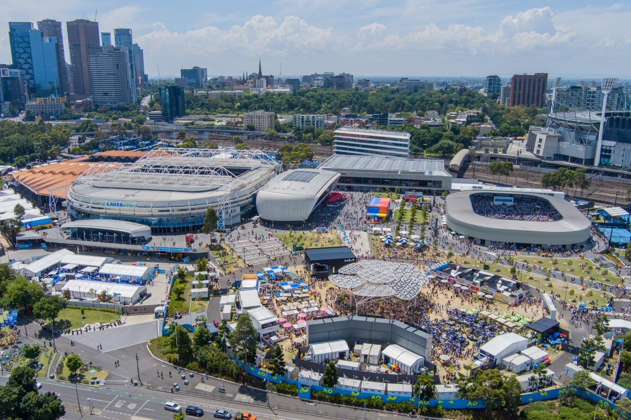Aerial shot of Australian open