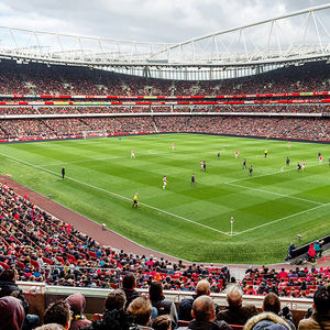 Corner view of Emirates Stadium, home of Arsenal Football Club