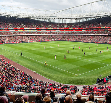 Corner view of Emirates Stadium, home of Arsenal Football Club