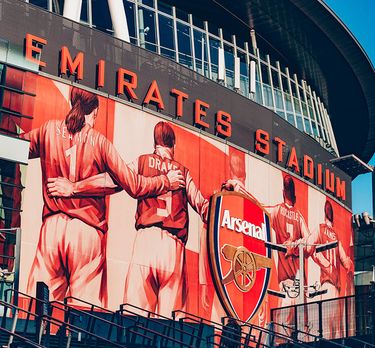 Vue latérale de l’Emirates Stadium, stade de l’Arsenal FC