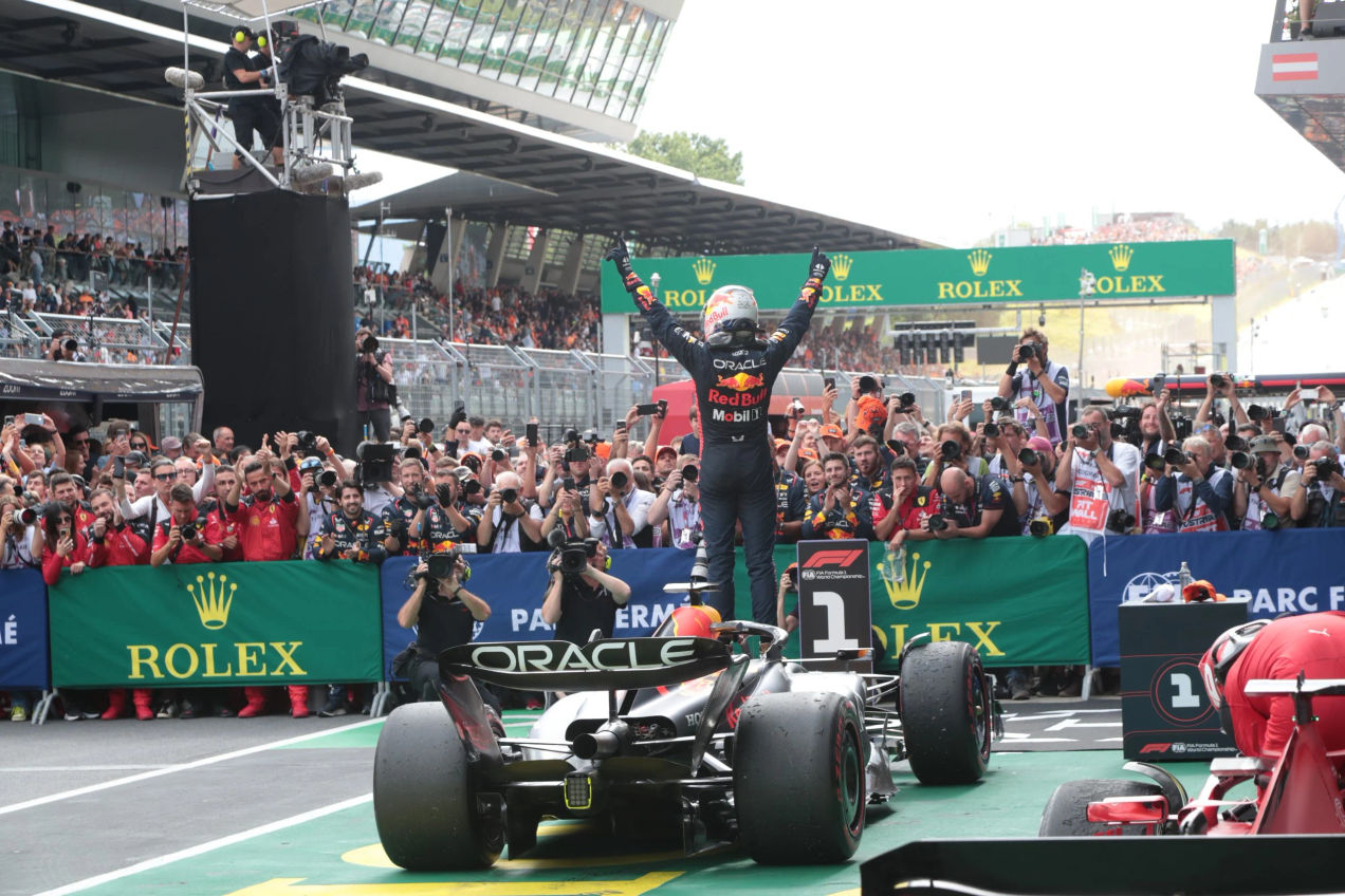 Max Verstappen celebrates 2023 Austrian GP win
