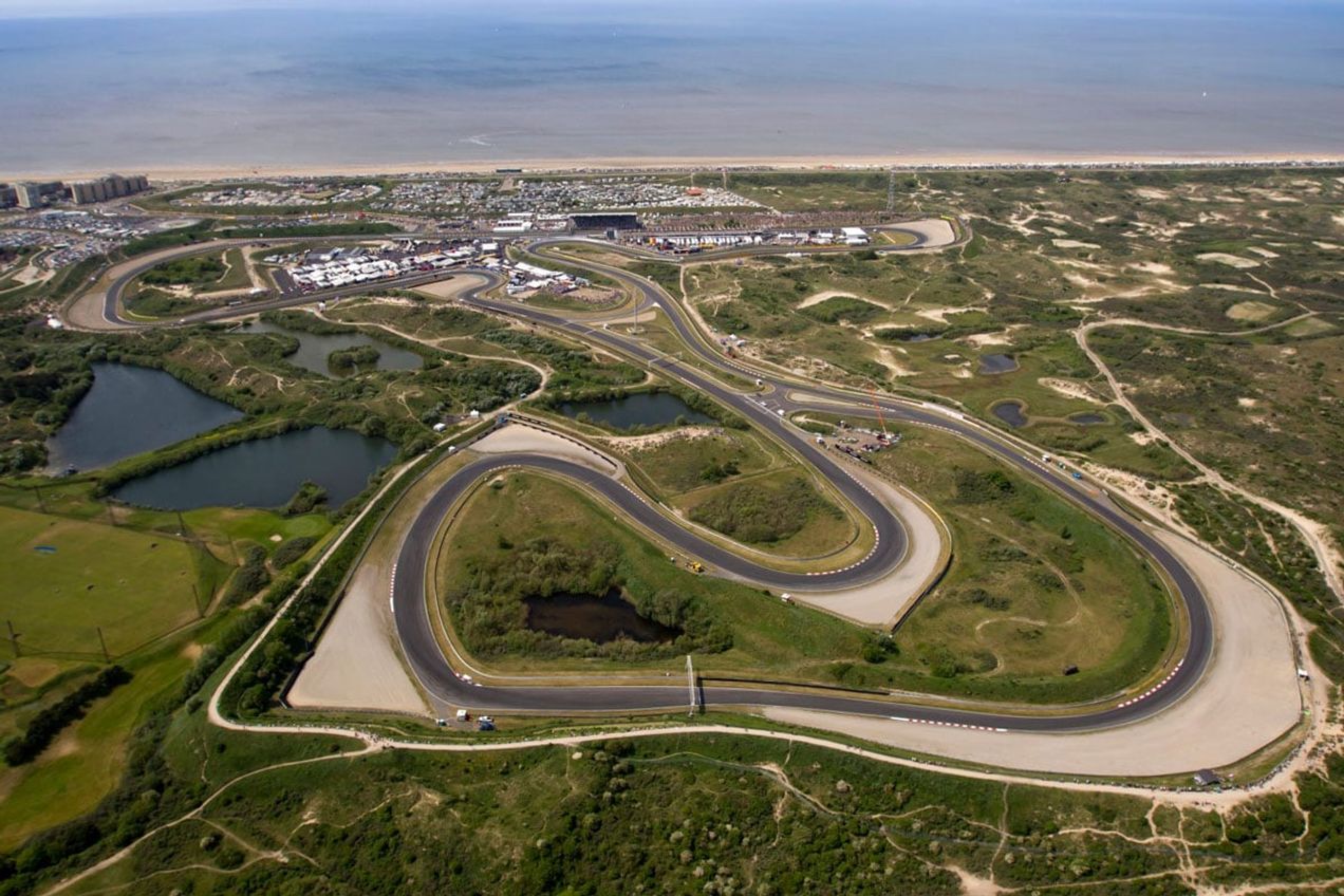 A birds-eye view of Circuit Zandvoort and the beach