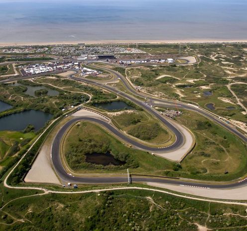 A birds-eye view of Circuit Zandvoort and the beach