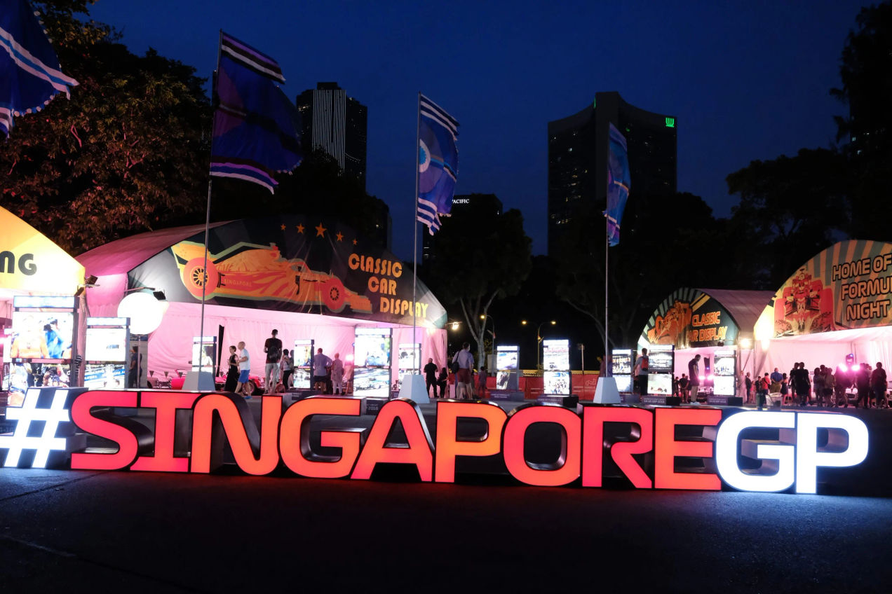 The Singapore GP sign in the fan zone