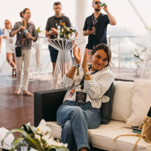 F1 Experiences guests in the Champions Club lounge on Yas Marina Circuit