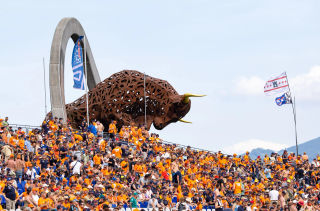 Aficionados holandeses en las gradas del Red Bull Ring durante el GP de Austria